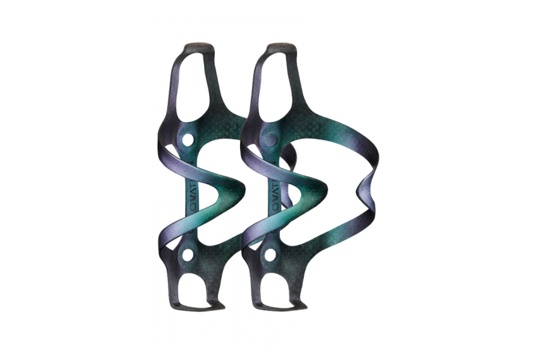 Ciclovation Premium Carbon Bottle Cages - Cosmic Haze Emerald (Pair)