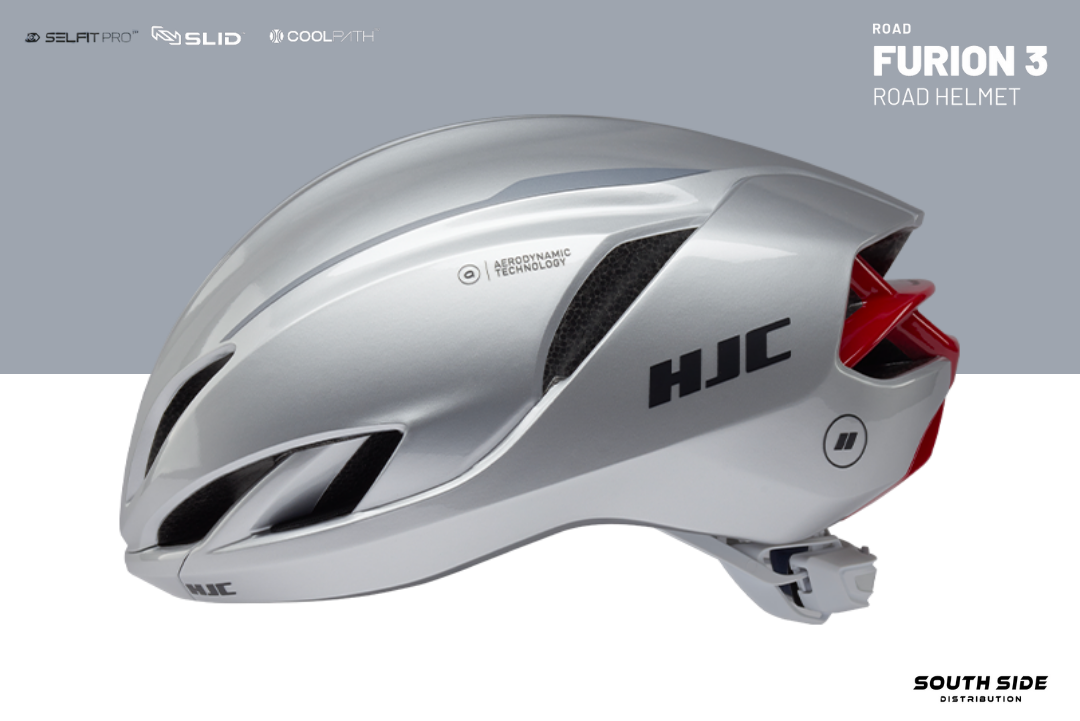 HJC FURION 3 Silver Red Road Helmet