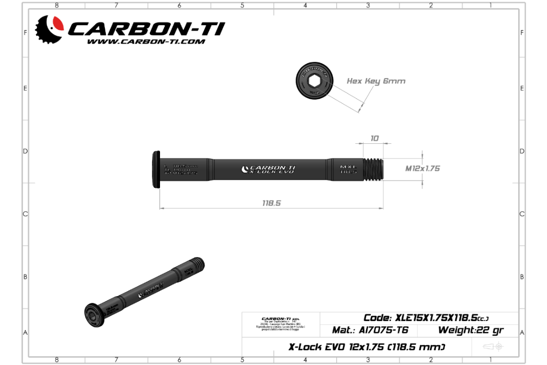 Carbon-Ti X-Lock EVO 12x1.75 (118.5mm) Thru Axle